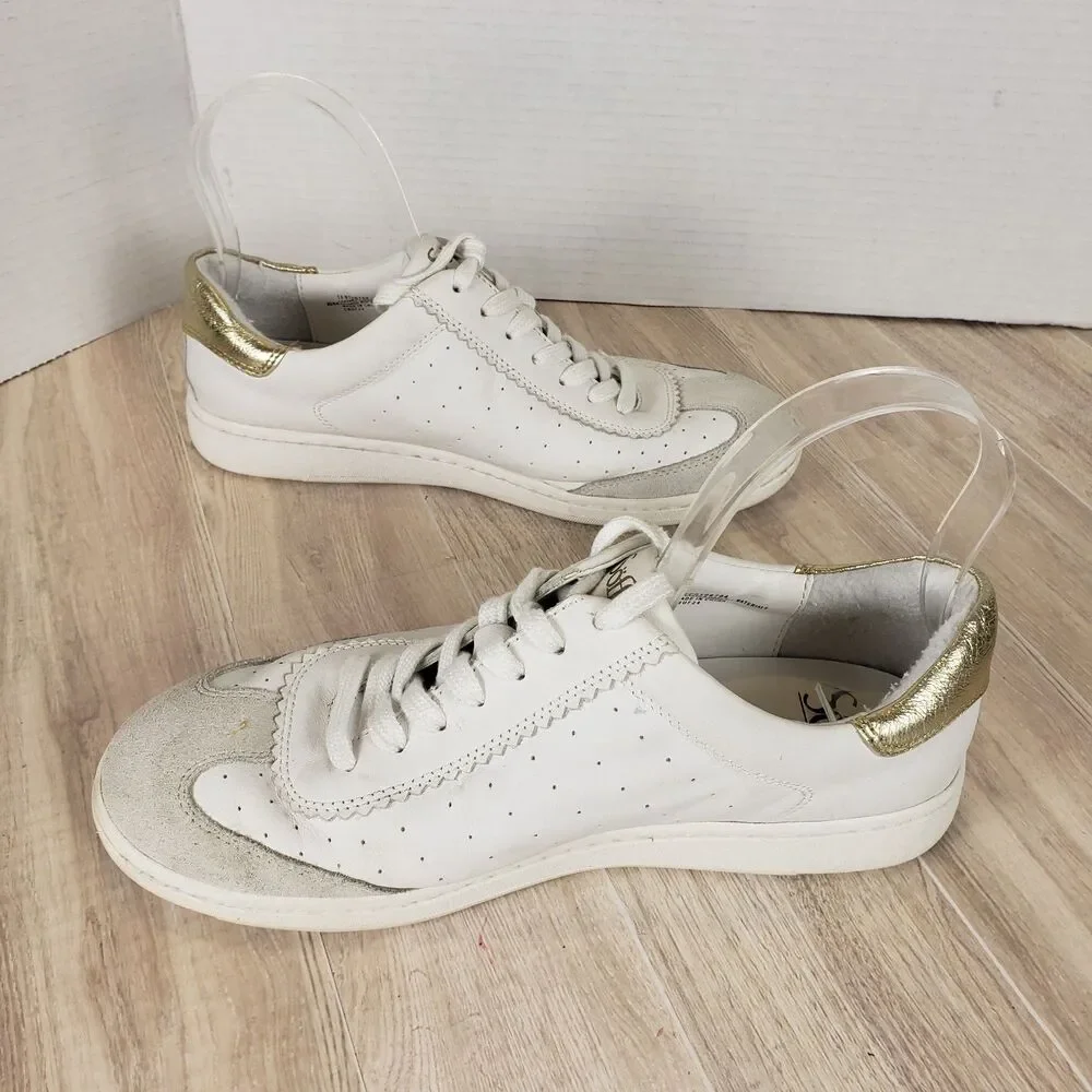 Sofft Regina Ladies White With Gold Trim Tennis Shoes Size 8M